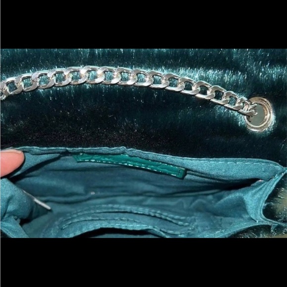 Free People green fuzzy furry chain Tote crossbody purse handbag shoulder bag - Picture 12 of 12